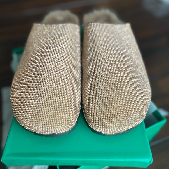 NIB Lauren Lorraine Lizzy Rose Gold Rhinestone Mules Sz 10 - Picture 2 of 7